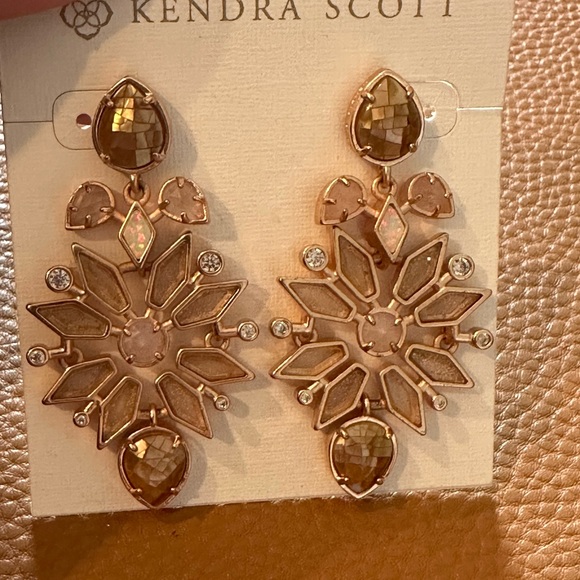 Kendra Scott Rose Gold Dust Opal Statement Earrings - Picture 2 of 4